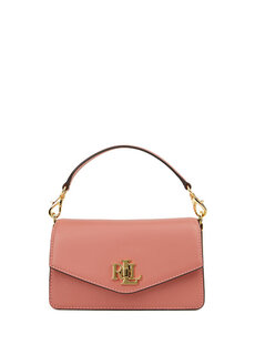 Женская кожаная сумка через плечо с розовым логотипом Lauren Ralph Lauren