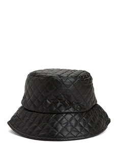Черная стеганая женская шляпа из искусственной кожи Beymen