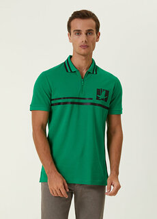 Зеленая футболка с квадратным логотипом и воротником-поло comfort fit Beymen
