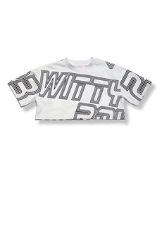 Укороченная футболка для девочек с белым логотипом Wittypoint