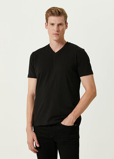 Черная базовая футболка с v-образным вырезом Beymen