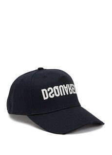 Темно-сине-белая мужская шляпа с детальным логотипом Dsquared2