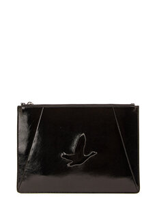 Женская кожаная портфель для рук с черным логотипом Beymen