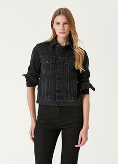 Черная джинсовая куртка с классическим воротником Off-White