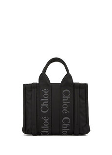 Маленькая черная женская сумка woody tote Chloe