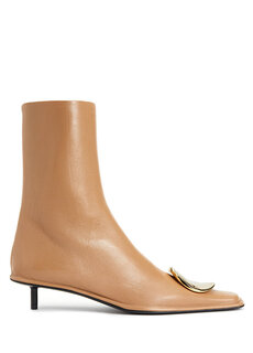 Светло-коричневые женские кожаные ботинки Jil Sander