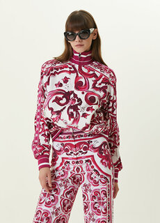 Розово-белый свитшот со смешанным узором Dolce&amp;Gabbana