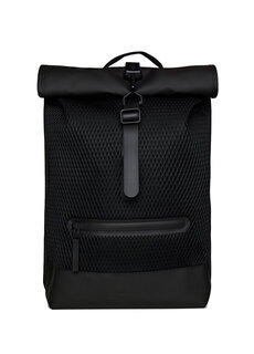 Черный мужской рюкзак с сетчатой текстурой rolltop Rains