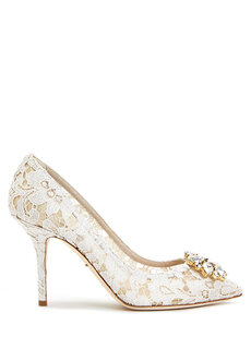 Радужные кремово-белые туфли на шпильке Dolce&amp;Gabbana