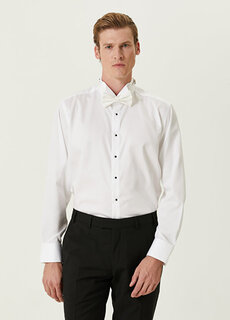 Белая рубашка-смокинг с отложным воротником на заказ Beymen