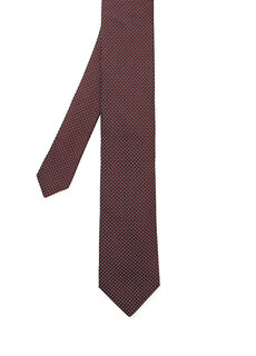 Темно-красный шелковый галстук с микро-узором Corneliani