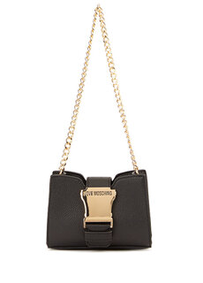 Женская кожаная сумка с черной пряжкой с логотипом Love Moschino