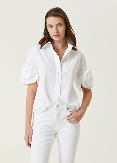 Белая рубашка с цветочной аппликацией Valentino