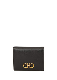 Женский кожаный кошелек с черным логотипом Ferragamo
