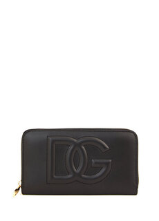 Женский кожаный кошелек с черным логотипом Dolce&amp;Gabbana
