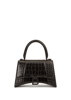 Маленькая черная женская кожаная сумка hourglass Balenciaga