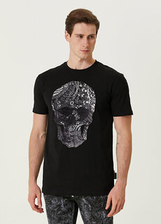 Черная футболка с этническим узором и черепом Philipp Plein