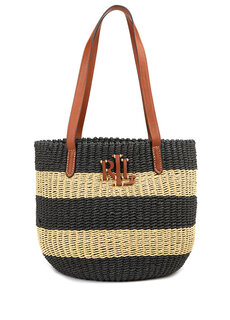 Бежево-черная женская сумка-шоппер Lauren Ralph Lauren