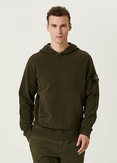 Толстовка цвета хаки с капюшоном и логотипом Stone Island