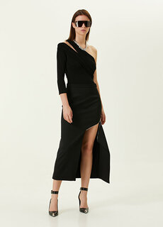 Черная шерстяная юбка миди с застежкой-молнией Alexander McQueen