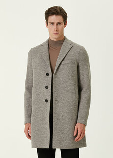 Бежевое шерстяное пальто Harris Wharf London
