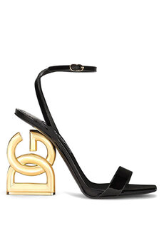 Черные женские кожаные сандалии Dolce&amp;Gabbana