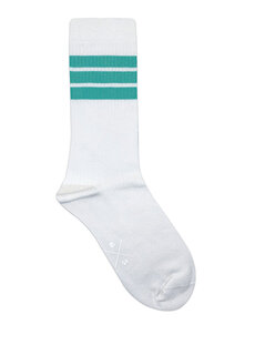 Бело-зеленые женские носки в три полоски 6x5