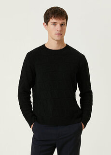 Черный шерстяной жаккардовый свитер с геометрическим рисунком Valentino