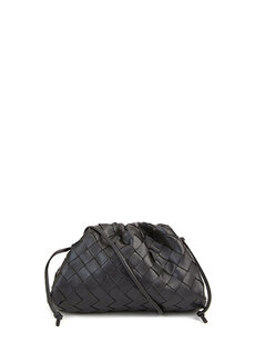 Мини-чехол черная женская кожаная сумка через плечо Bottega Veneta