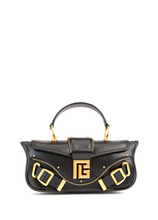Женская кожаная сумка с черной молнией и детальным логотипом Balmain