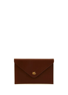 Женская кожаная сумка для рук с коричневым логотипом Etro