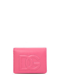 Женский кожаный кошелек с розовым логотипом Dolce&amp;Gabbana