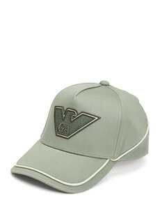 Зеленая мужская шляпа с вышитым логотипом Emporio Armani