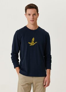 Темно-синяя футболка с длинным рукавом и инъекцией scribble bird Beymen