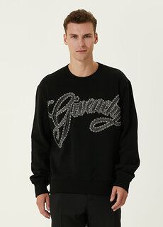 Черный свитшот с вышивкой логотипа trok Givenchy