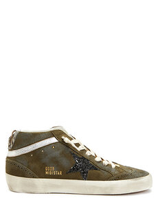 Темно-зеленые женские кожаные кроссовки super star Golden Goose