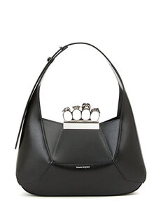 Черная женская кожаная сумка с драгоценными камнями Alexander McQueen