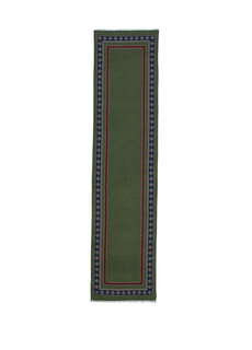 Мужской шерстяной шарф цвета хаки с геометрическим узором и краями Kiton