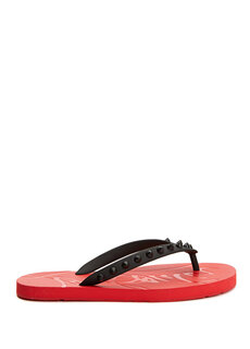 Красно-черные женские пляжные тапочки Christian Louboutin