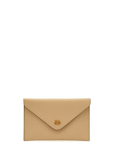Женская кожаная портфель для рук с бежевым логотипом Etro