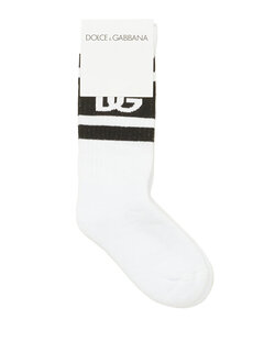 Черно-белые жаккардовые носки с логотипом для мальчиков Dolce&amp;Gabbana