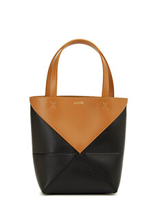 Сумка-тоут mini puzzle, черно-коричневая женская кожаная сумка Loewe