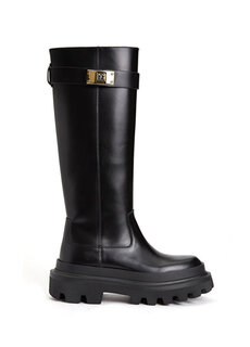 Черные женские кожаные ботинки Dolce&amp;Gabbana