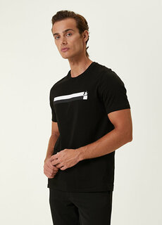 Черная футболка с принтом логотипа в полоску injection stripe Beymen