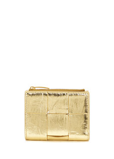 Золотой женский кожаный кошелек Bottega Veneta