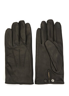 Черные мужские кожаные перчатки rick AGNELLE