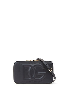 Женская кожаная сумка через плечо с черным логотипом Dolce&amp;Gabbana