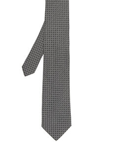 Черный шелковый галстук с геометрическим узором Beymen