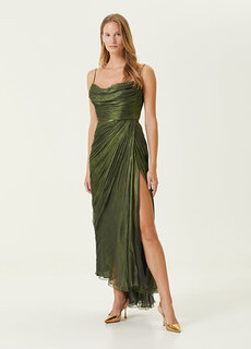 Regina темно-зеленое вечернее платье макси шелковое платье Maria Lucia Hohan