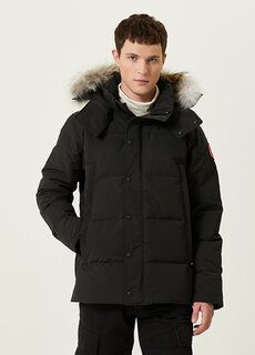 Черное пальто с капюшоном wyndham Canada Goose